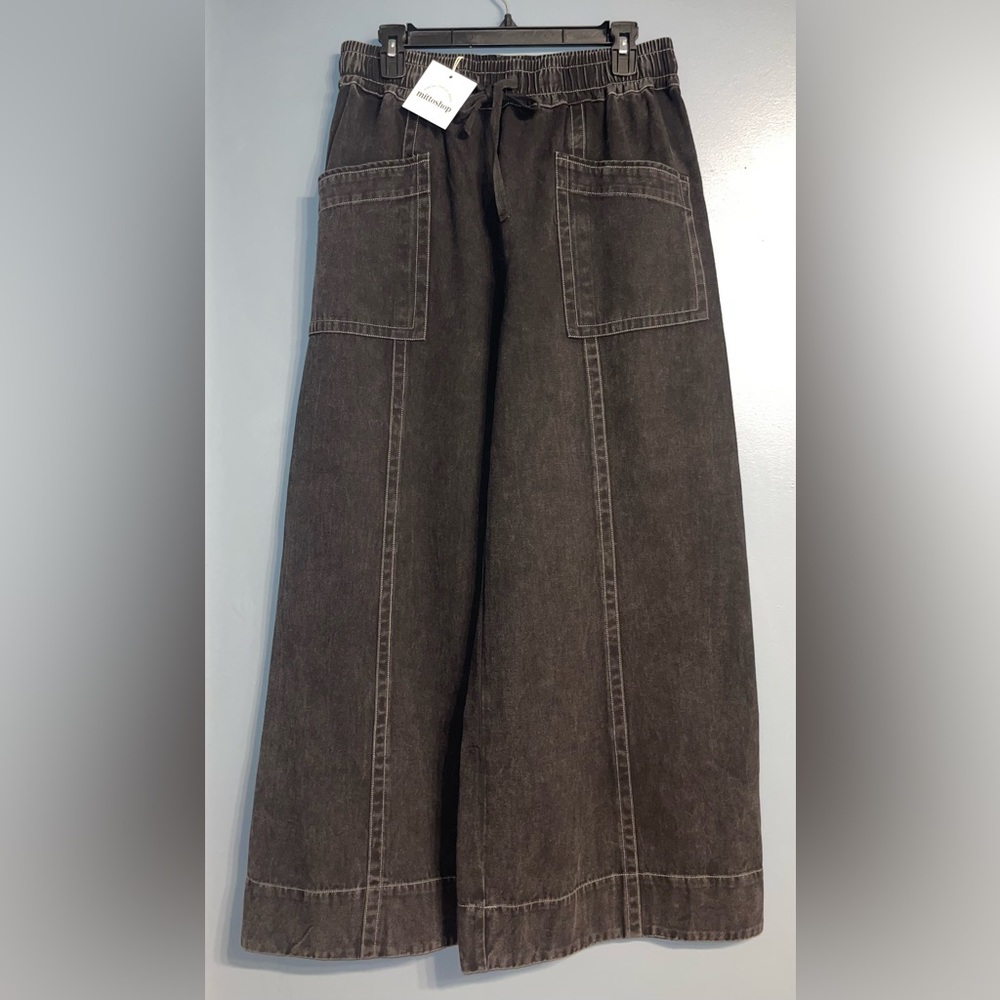 Mittoshop Black Mineral Wash Denim - Wide Leg - Size Large - NWT